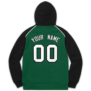 Custom Stitched Sportwear Green White-Black Raglan Sleeves Pullover Hoodie