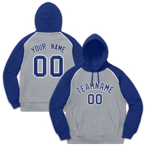 Custom Stitched Sportwear Gray Royal-White Raglan Sleeves Pullover Hoodie