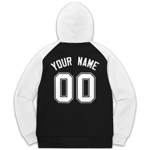 Custom Stitched Sportwear Black White-Gray Raglan Sleeves Pullover Hoodie