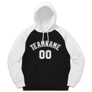 Custom Stitched Sportwear Black White-Gray Raglan Sleeves Pullover Hoodie