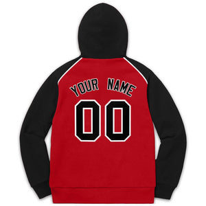 Custom Stitched Sportwear Red Black-White Raglan Sleeves Pullover Hoodie