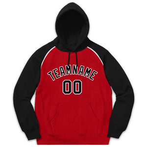 Custom Stitched Sportwear Red Black-White Raglan Sleeves Pullover Hoodie