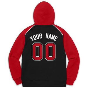 Custom Stitched Sportwear Black Red-White Raglan Sleeves Pullover Hoodie