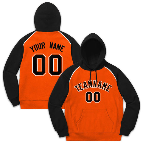 Custom Stitched Sportwear Orange Black-White Raglan Sleeves Pullover Hoodie