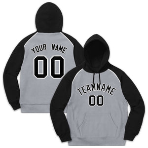 Custom Stitched Sportwear Gray Black-White Raglan Sleeves Pullover Hoodie