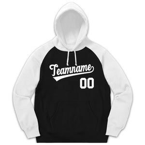 Custom Stitched Sportwear Black White Raglan Sleeves Pullover Hoodie