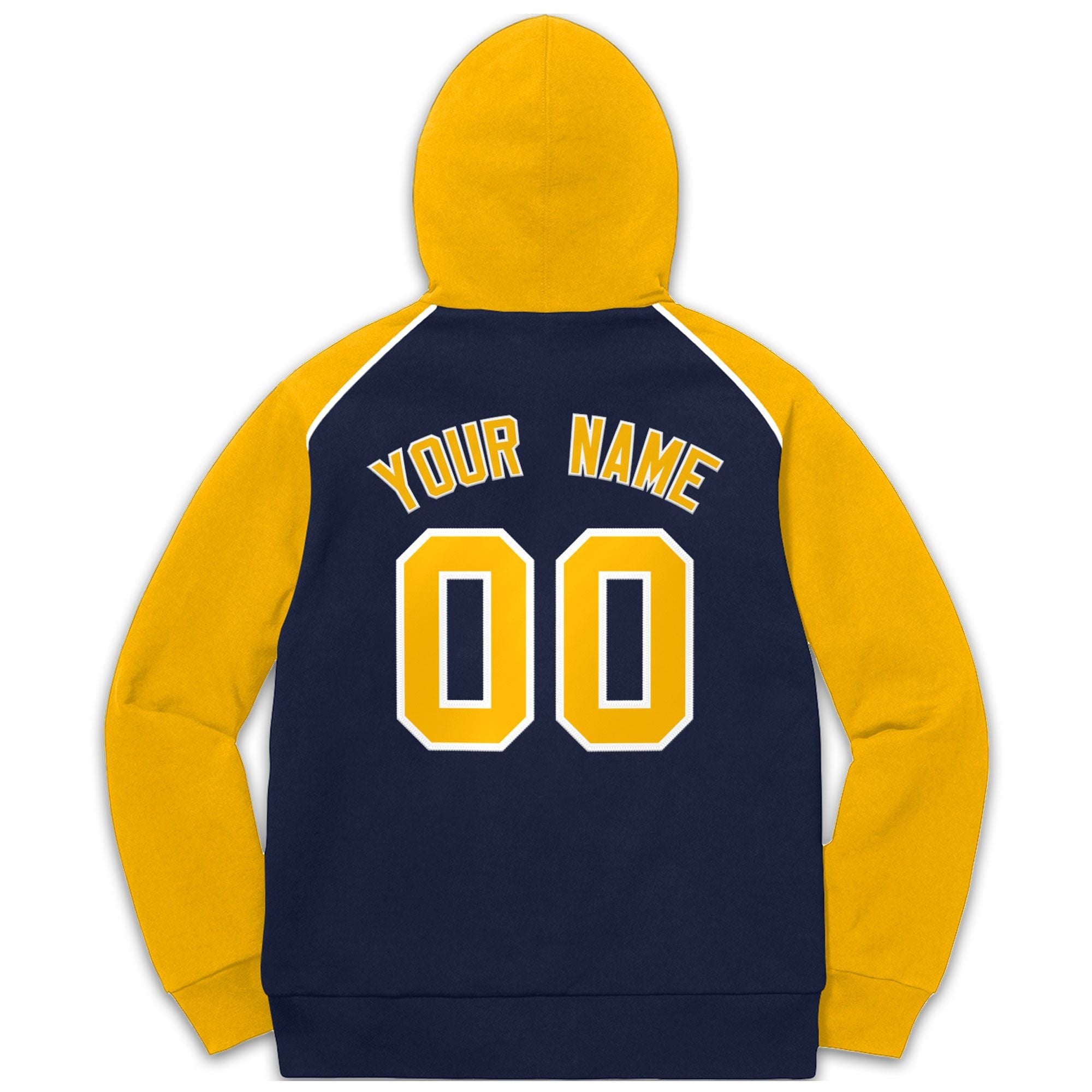 Custom Stitched Sportwear Navy Gold-White Raglan Sleeves Pullover Hoodie