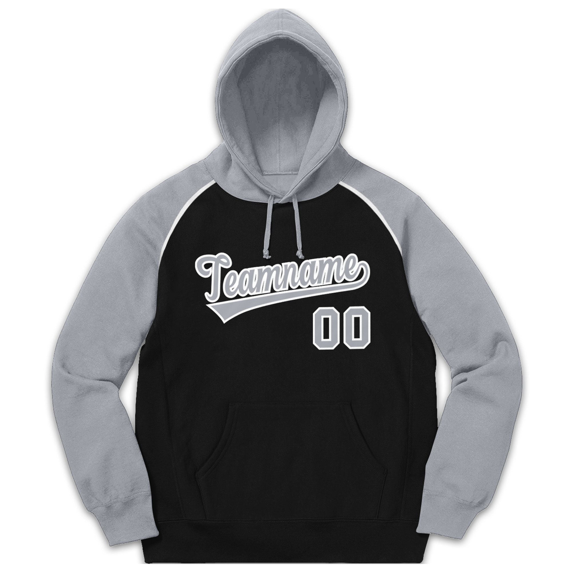 Custom Stitched Sportwear Black Gray-White Raglan Sleeves Pullover Hoodie