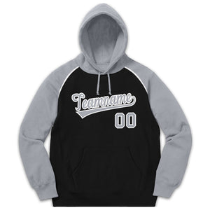 Custom Stitched Sportwear Black Gray-White Raglan Sleeves Pullover Hoodie