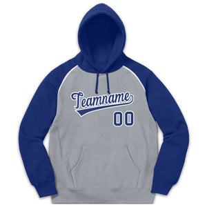 Custom Stitched Sportwear Gray Royal-White Raglan Sleeves Pullover Hoodie