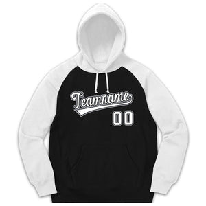 Custom Stitched Sportwear Black White-Gray Raglan Sleeves Pullover Hoodie