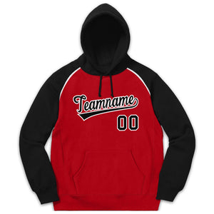 Custom Stitched Sportwear Red Black-White Raglan Sleeves Pullover Hoodie