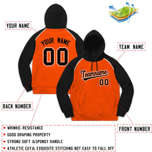 Custom Stitched Sportwear Orange Black-White Raglan Sleeves Pullover Hoodie