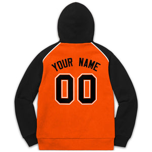 Custom Stitched Sportwear Orange Black-White Raglan Sleeves Pullover Hoodie