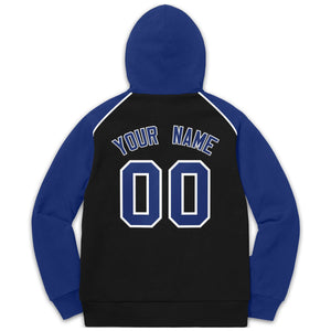 Custom Stitched Sportwear Black Royal-White Raglan Sleeves Pullover Hoodie