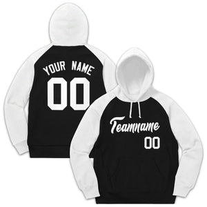 Custom Stitched Sportwear Black White Raglan Sleeves Pullover Hoodie