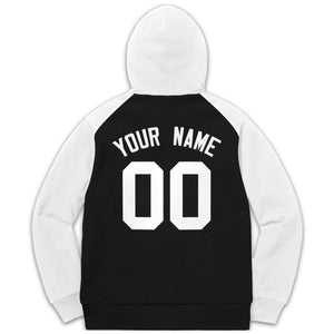 Custom Stitched Sportwear Black White Raglan Sleeves Pullover Hoodie