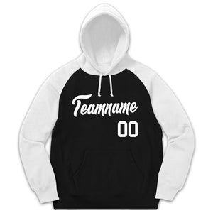 Custom Stitched Sportwear Black White Raglan Sleeves Pullover Hoodie