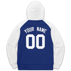 Custom Stitched Sportwear Royal White Raglan Sleeves Pullover Hoodie