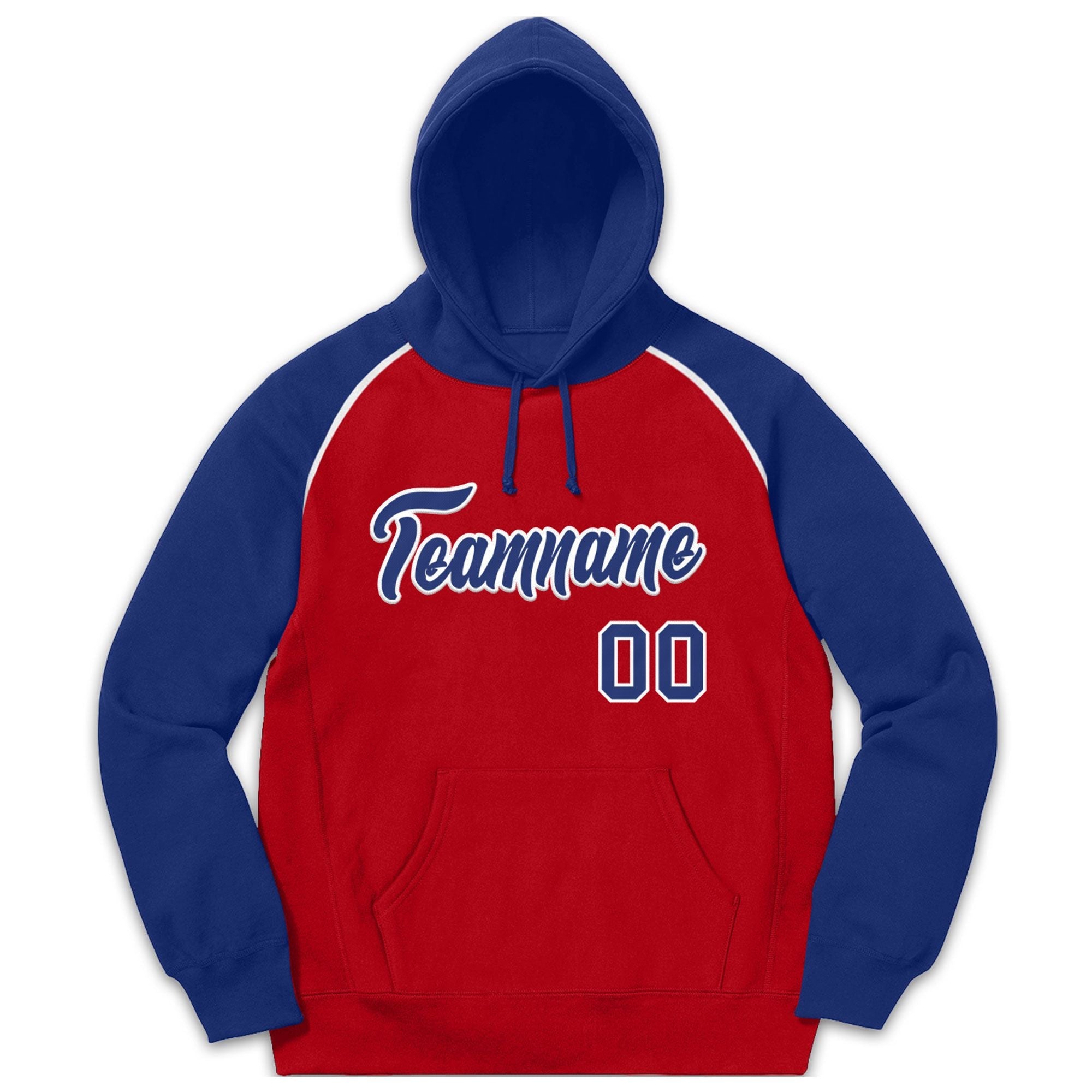 Custom Stitched Sportwear Red Royal-White Raglan Sleeves Pullover Hoodie