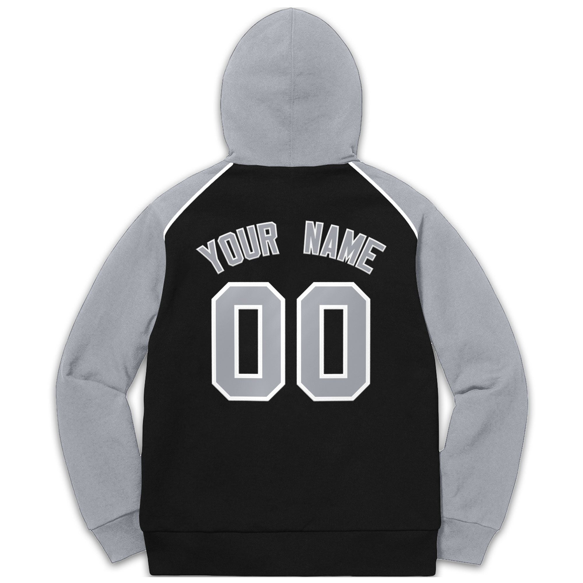 Custom Stitched Sportwear Black Gray-White Raglan Sleeves Pullover Hoodie