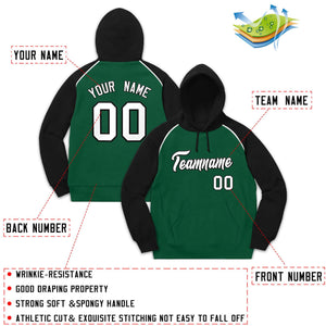 Custom Stitched Sportwear Green White-Black Raglan Sleeves Pullover Hoodie