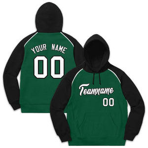 Custom Stitched Sportwear Green White-Black Raglan Sleeves Pullover Hoodie