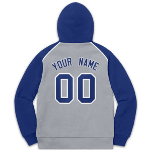 Custom Stitched Sportwear Gray Royal-White Raglan Sleeves Pullover Hoodie