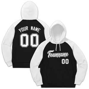 Custom Stitched Sportwear Black White-Gray Raglan Sleeves Pullover Hoodie