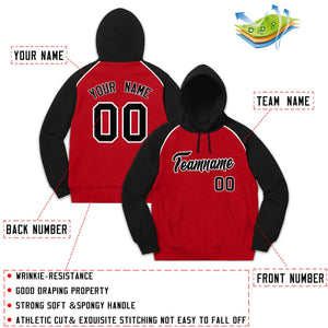 Custom Stitched Sportwear Red Black-White Raglan Sleeves Pullover Hoodie