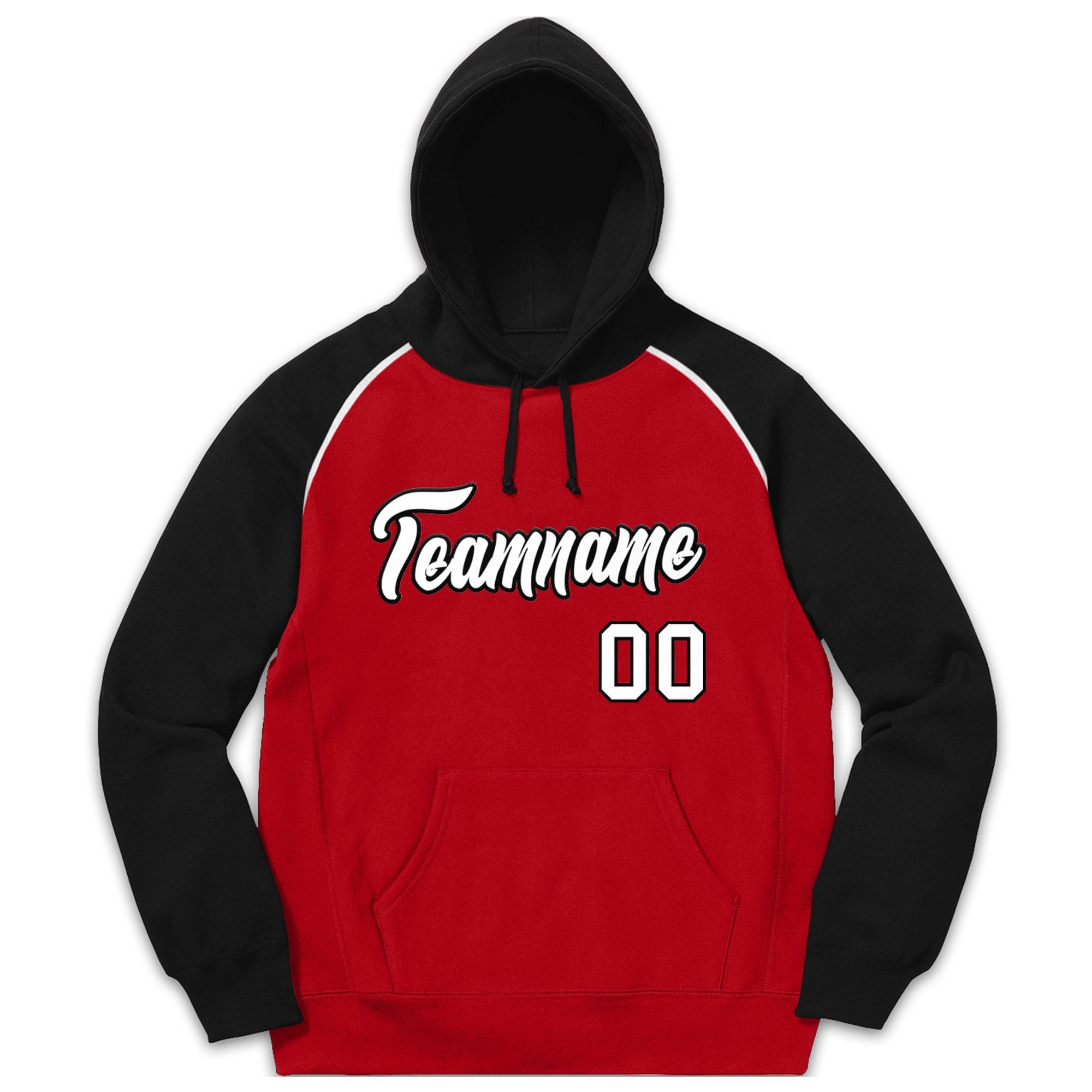 Custom Stitched Sportwear Red White-Black Raglan Sleeves Pullover Hoodie