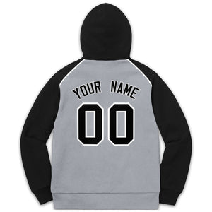 Custom Stitched Sportwear Gray Black-White Raglan Sleeves Pullover Hoodie