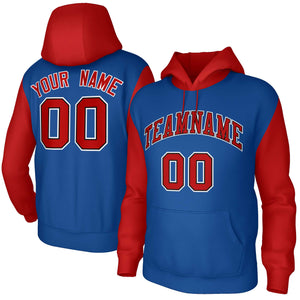 Custom Royal Red-Black Raglan Sleeves Stitched Sportwear Pullover Hoodie