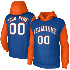 Custom Royal White-Royal Raglan Sleeves Stitched Sportwear Pullover Hoodie