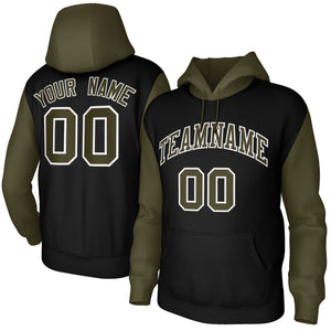 Custom Black Green-White Raglan Sleeves Stitched Sportwear Pullover Hoodie