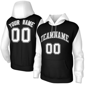 Custom Black White-Black Raglan Sleeves Stitched Sportwear Pullover Hoodie