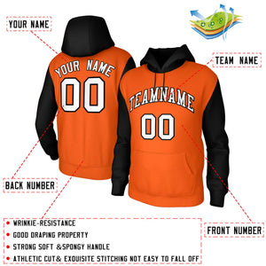 Custom Orange White-Black Raglan Sleeves Stitched Sportwear Pullover Hoodie