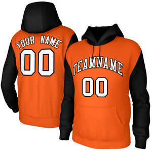 Custom Orange White-Black Raglan Sleeves Stitched Sportwear Pullover Hoodie