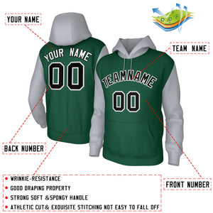 Custom Green Black-White Raglan Sleeves Stitched Sportwear Pullover Hoodie