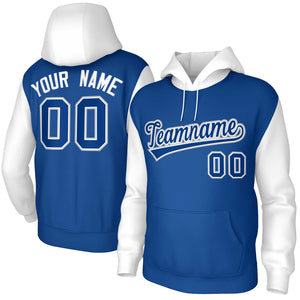 Sweat à capuche personnalisé Royal Royal-White, manches raglan, vêtements de sport cousus