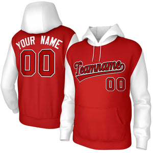 Custom Red White-Red Raglan Sleeves Stitched Sportwear Pullover Hoodie