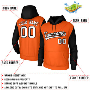 Custom Orange White-Black Raglan Sleeves Stitched Sportwear Pullover Hoodie