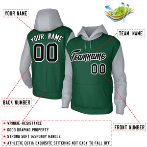 Custom Green Black-White Raglan Sleeves Stitched Sportwear Pullover Hoodie