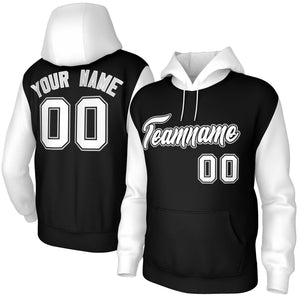 Custom Black White-Black Raglan Sleeves Stitched Sportwear Pullover Hoodie