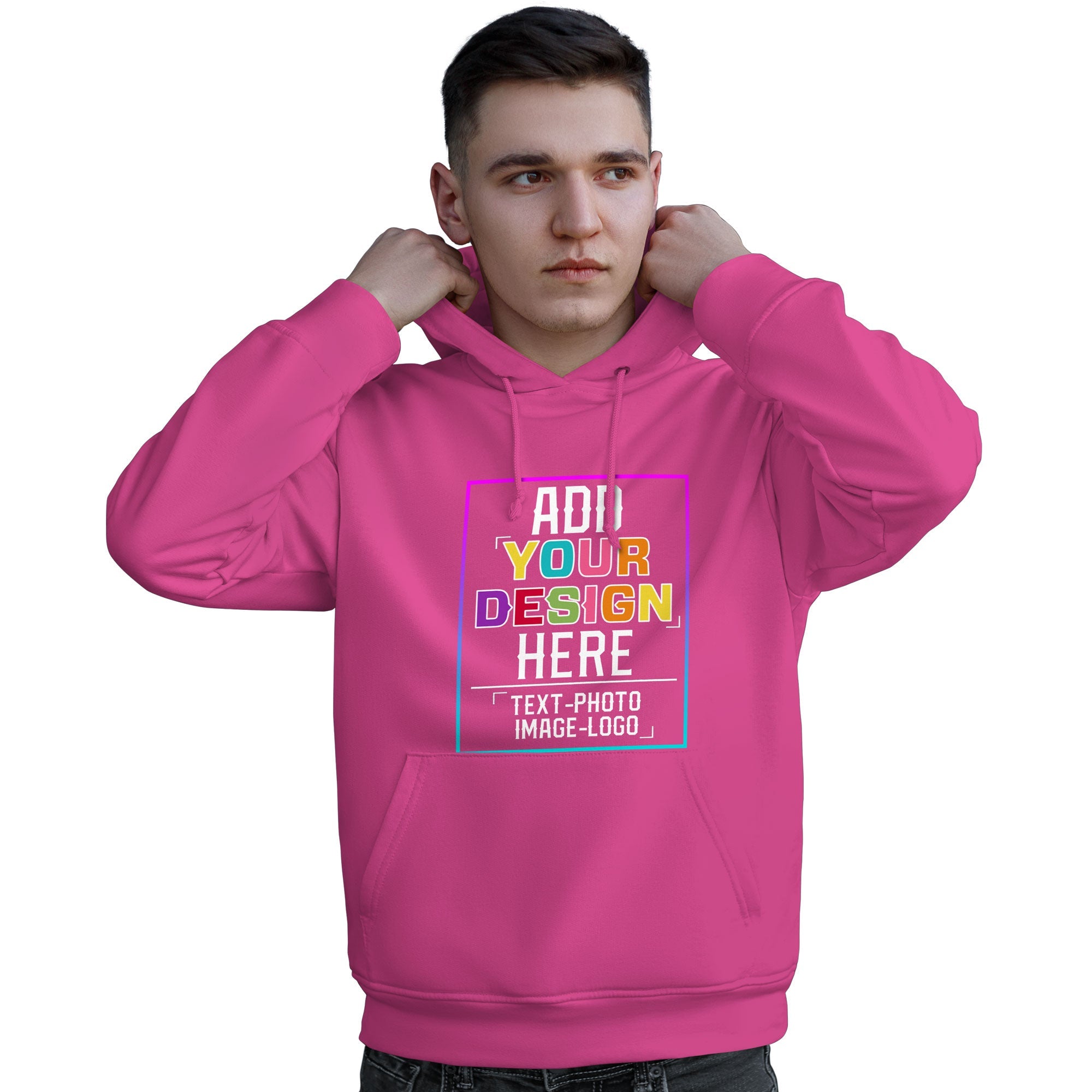 Sweat-shirt à capuche rose personnalisé avec police de couleur arc-en-ciel