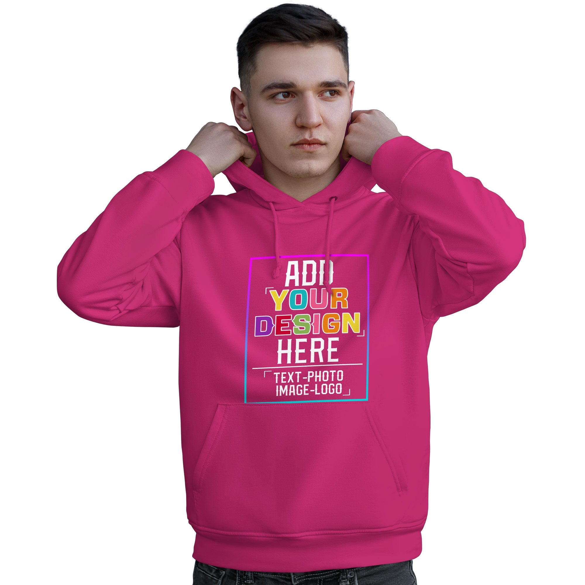 Custom Pink Personalized Rainbow Color Font Team Pullover Sweatshirt Hoodie