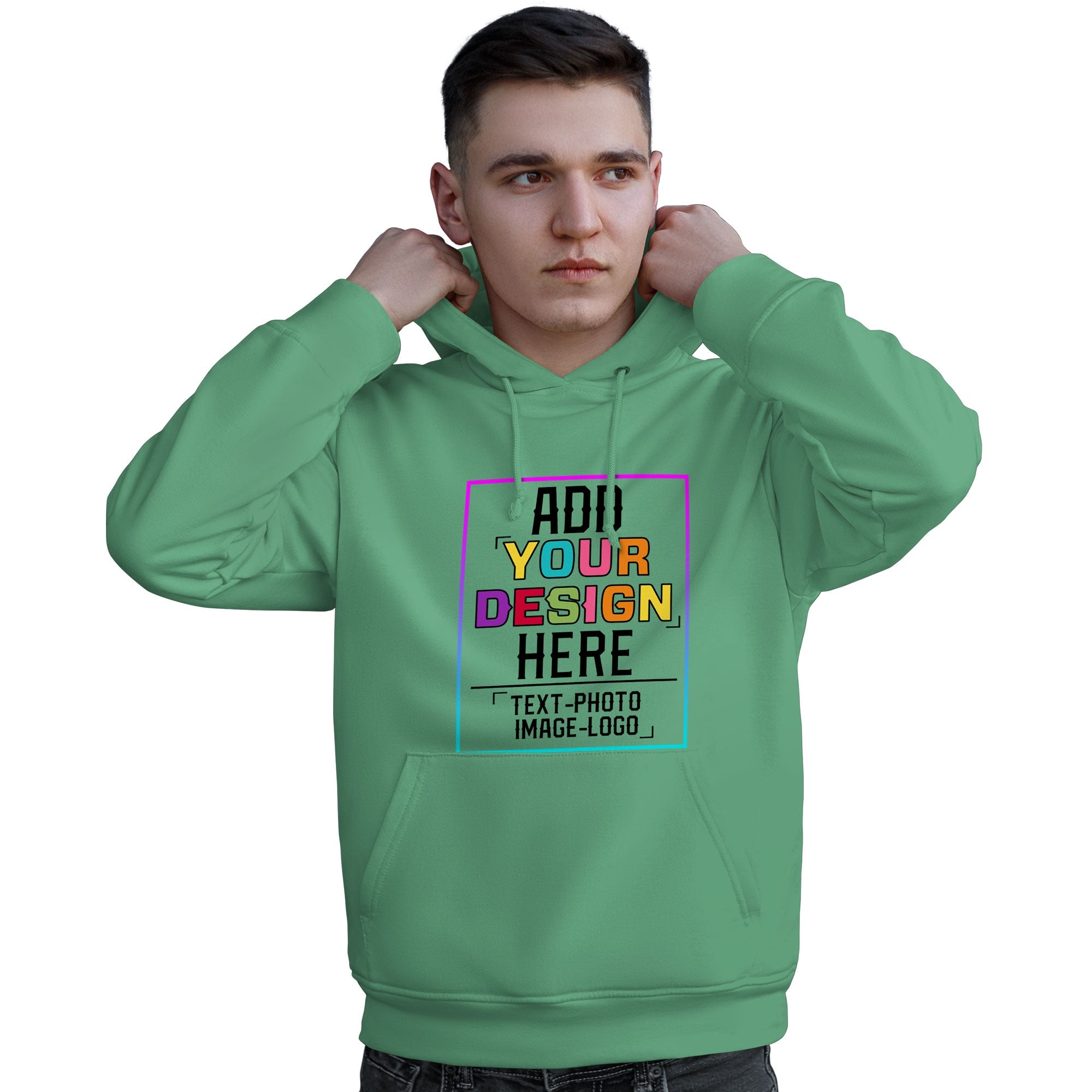 Custom Green Personalized Rainbow Color Font Team Pullover Sweatshirt Hoodie