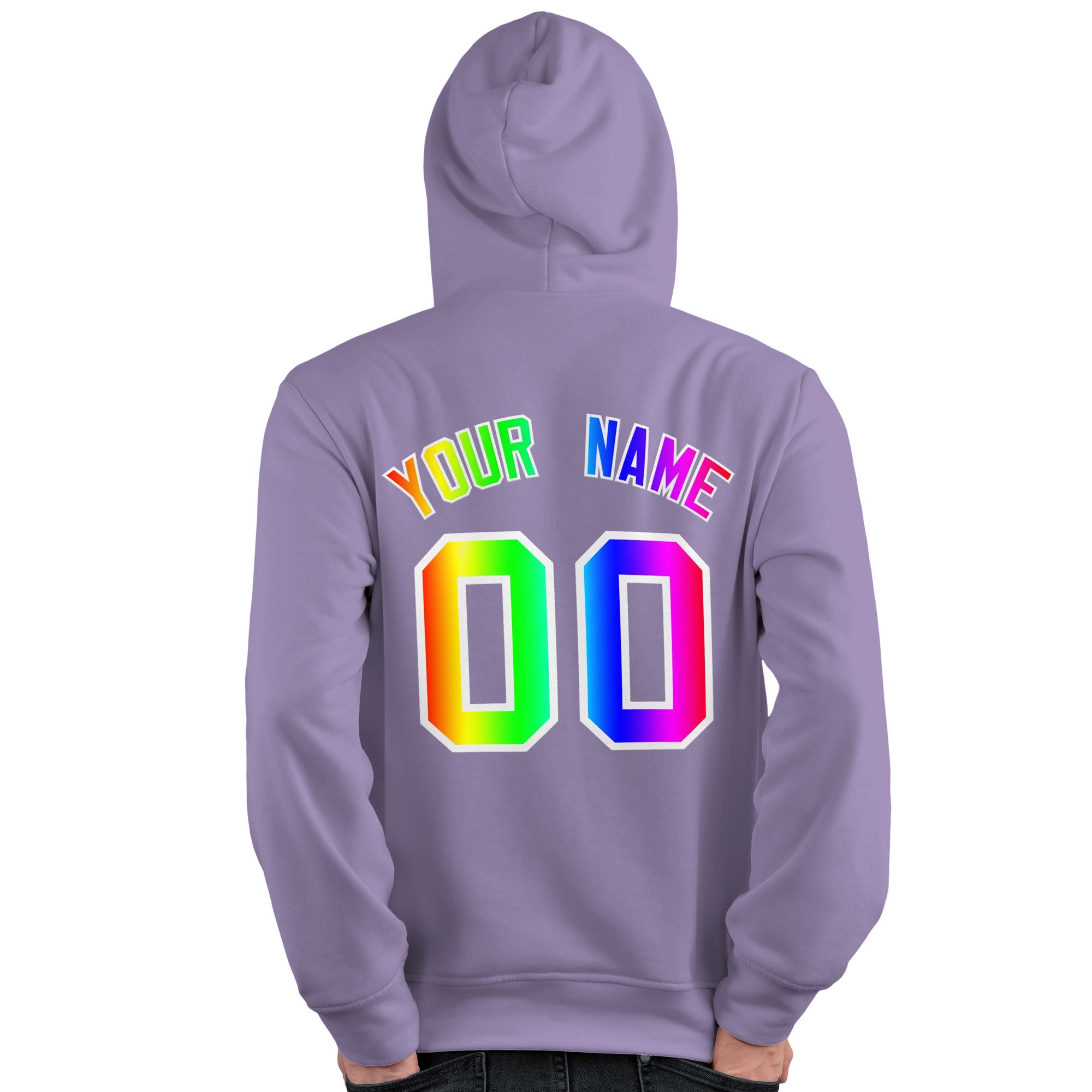 Custom Purple Personalized Rainbow Color Font Team Pullover Sweatshirt Hoodie