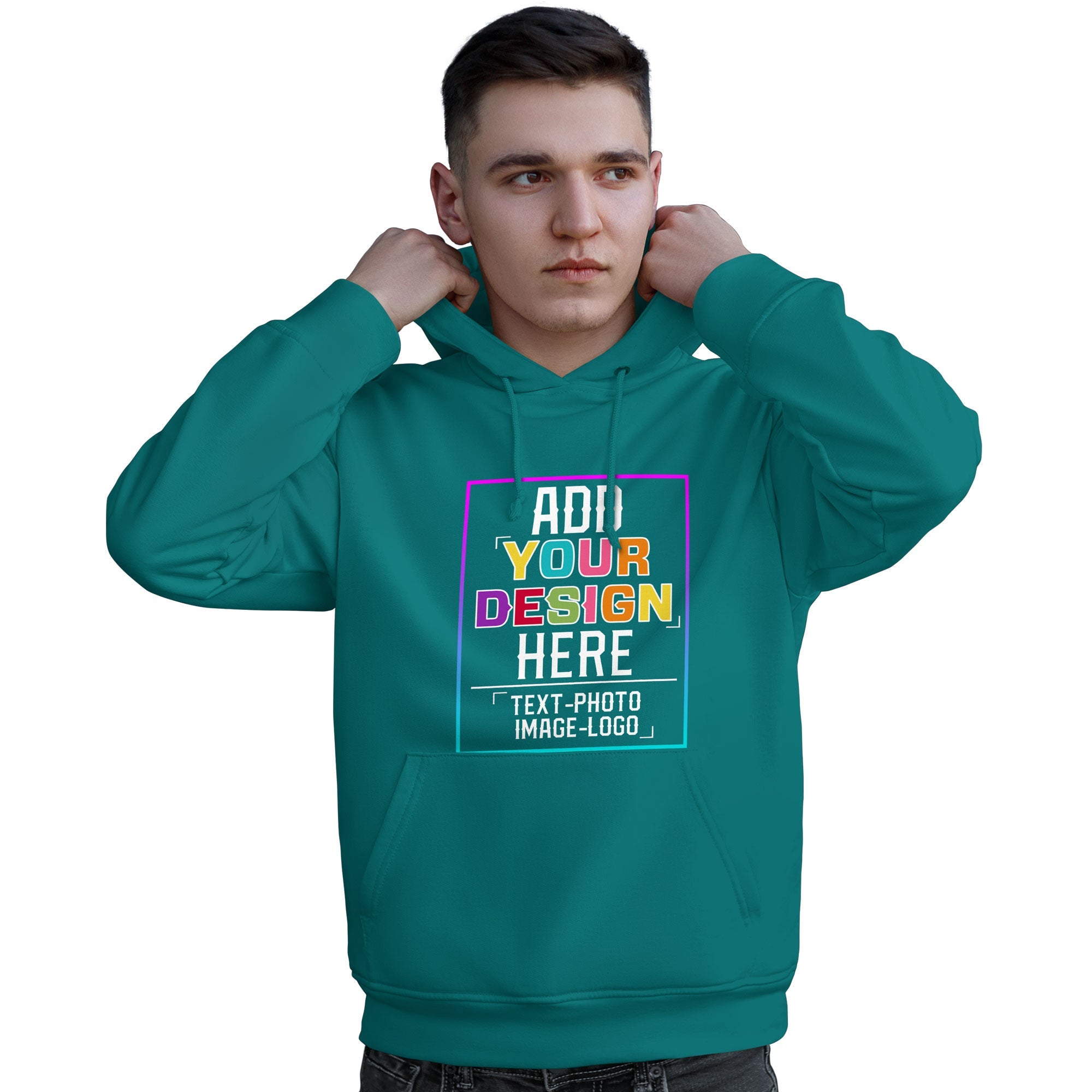 Custom Aqua Personalized Rainbow Color Font Team Pullover Sweatshirt Hoodie