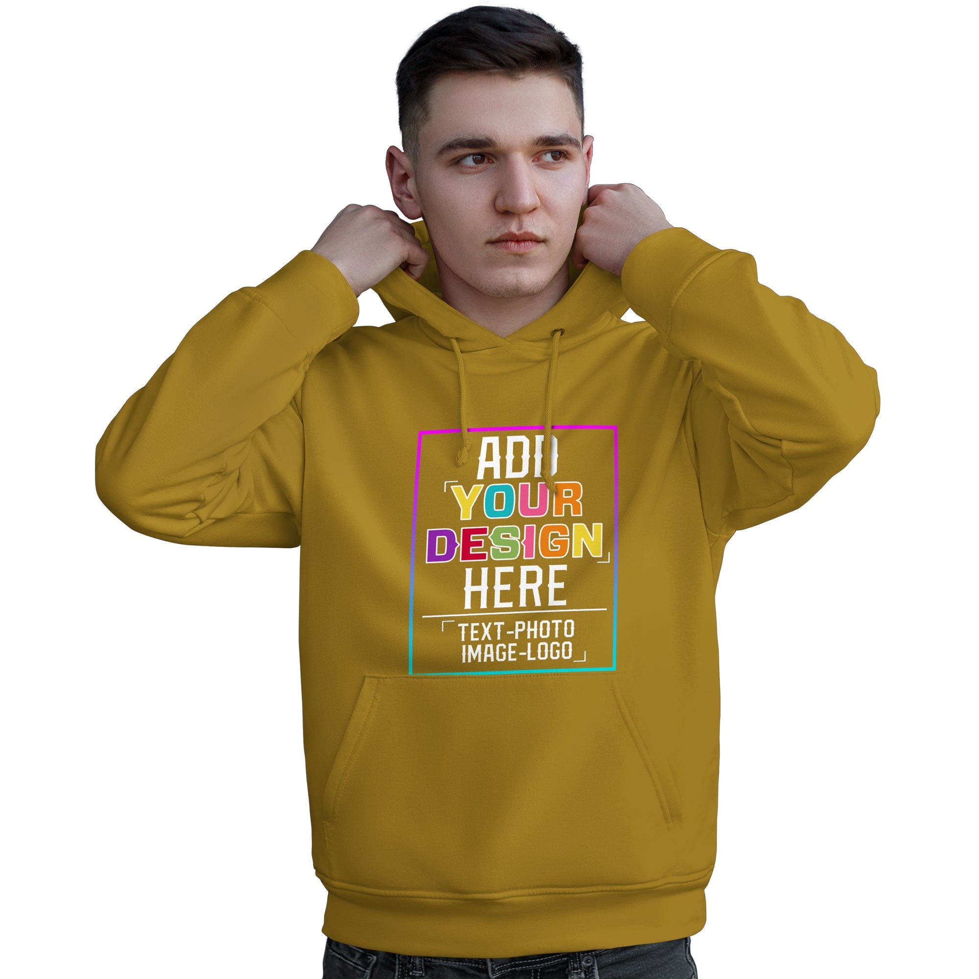 Custom Old Gold Personalized Rainbow Color Font Team Pullover Sweatshirt Hoodie